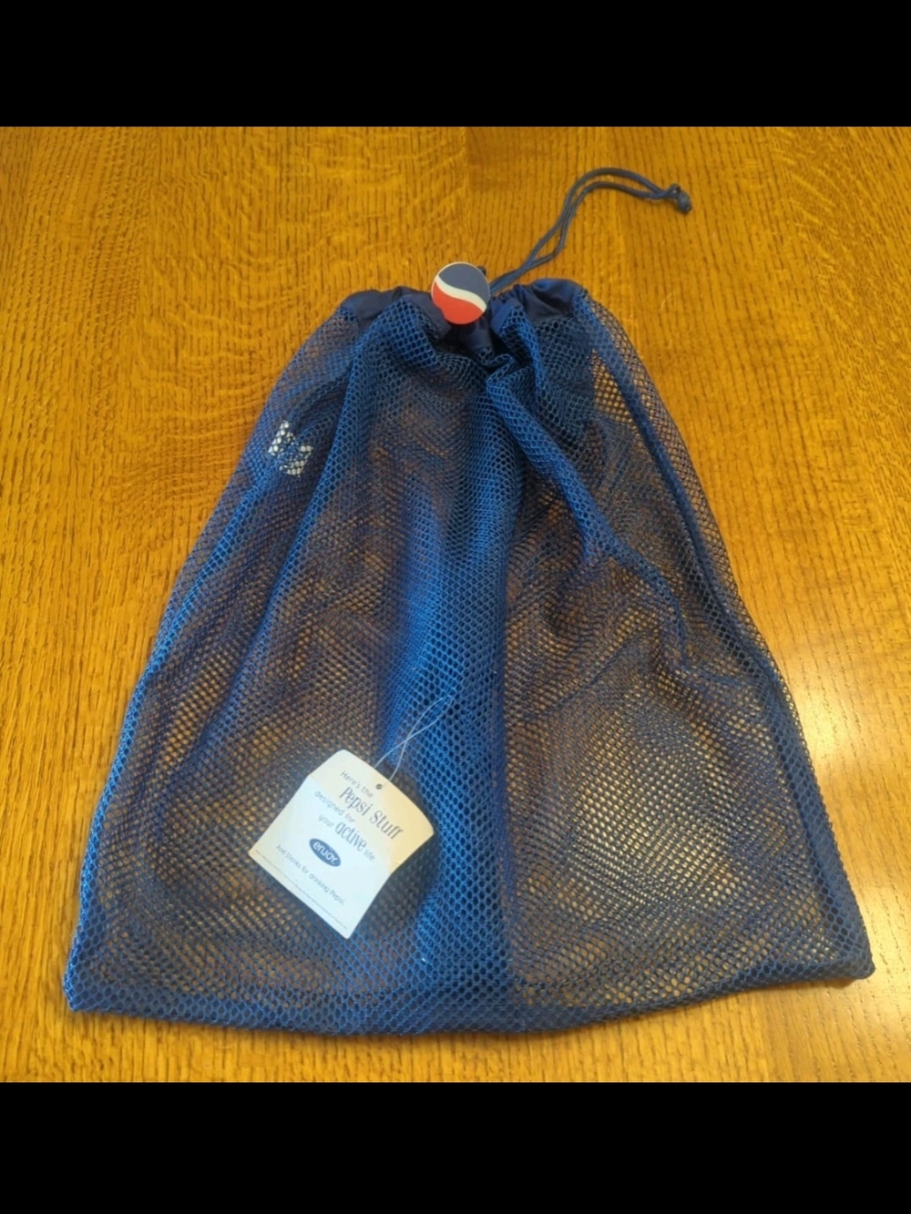 PEPSI Cola Blue Mesh Lightweight Swim Diving Sports Ball Bag Storage- Vintage